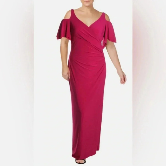 Lauren Ralph Lauren Cold-Shoulder Jersey Gown Size 8 - Picture 1 of 6